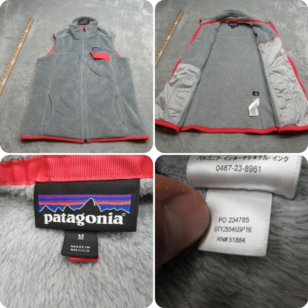 Patagonia Re-Tool Vest Women Medium Gray Deep Pile Fleece Full Zip Hiking READ